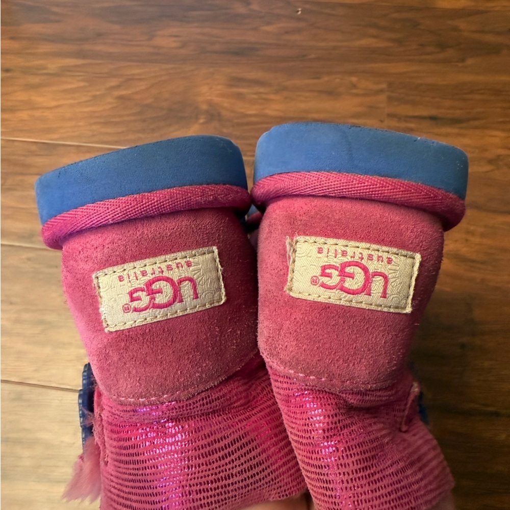 UGG Australia Mini Bailey Button Lizard Boot-Pink and Blue-Size 2 - Picture 10 of 14